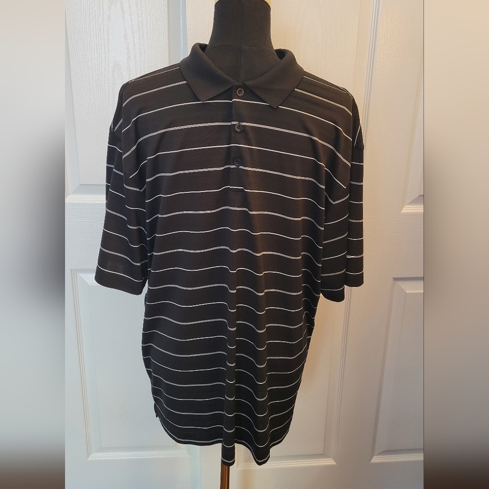 Nike Men's Polo with Black and White Stripes